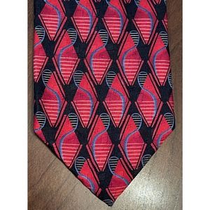 J.z Richards Von Maur Red Black Blue Hand Made 100% Silk Men’s Neck Tie Usa